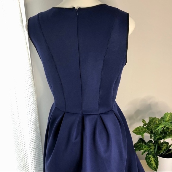 Blue Scuba Material Skater Scoop Neck Sleeveless Dress Large - Picture 6 of 8